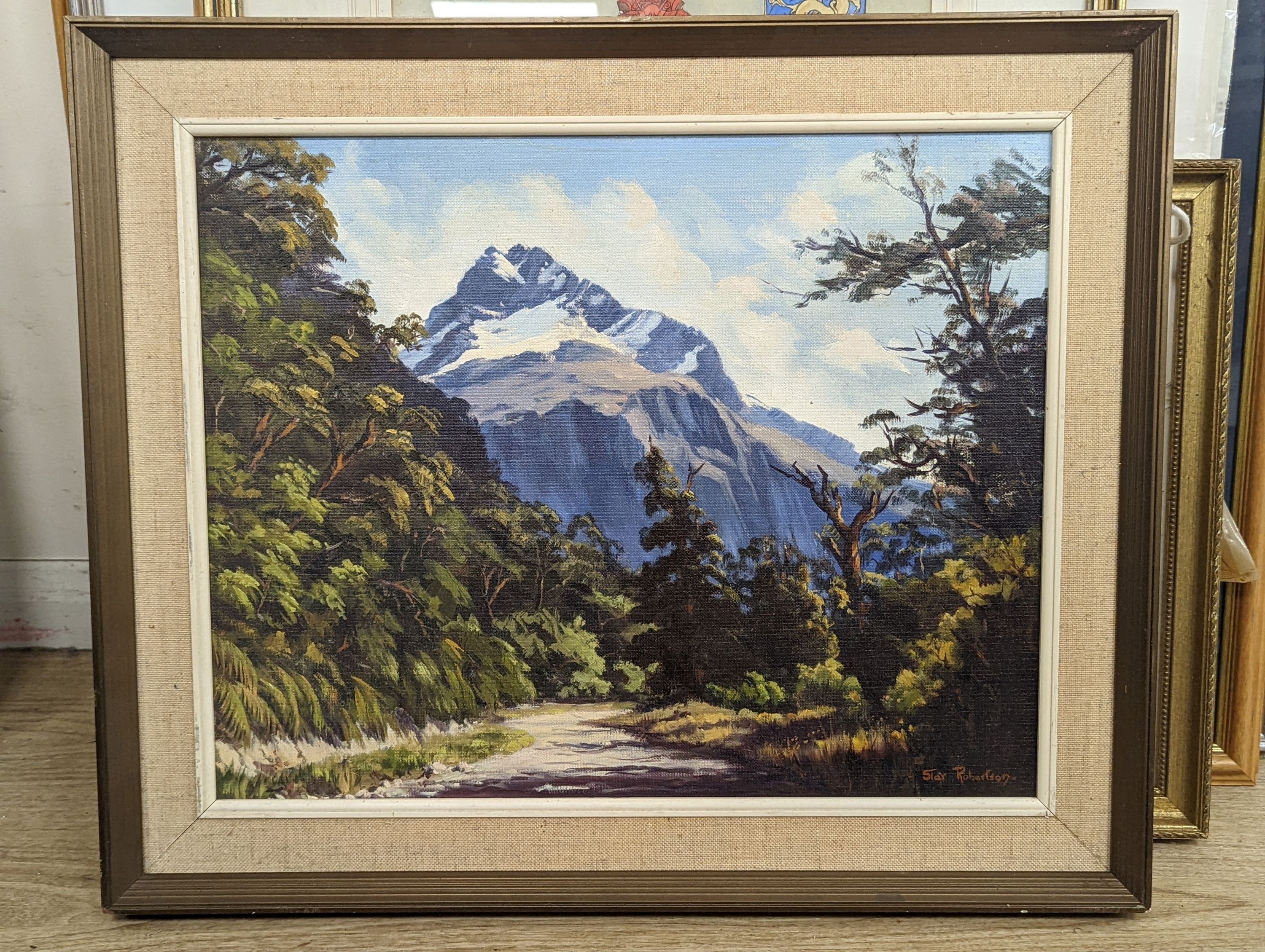 Star Robertson (New Zealand), oil on board, 'Mount Lyttle from the road to Milford', New Zealand, signed, 40 x 50cm